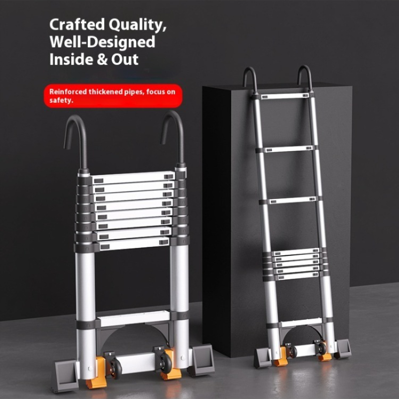 Fire Escape Ladder - Tangga lurus teleskopik dengan kait dan