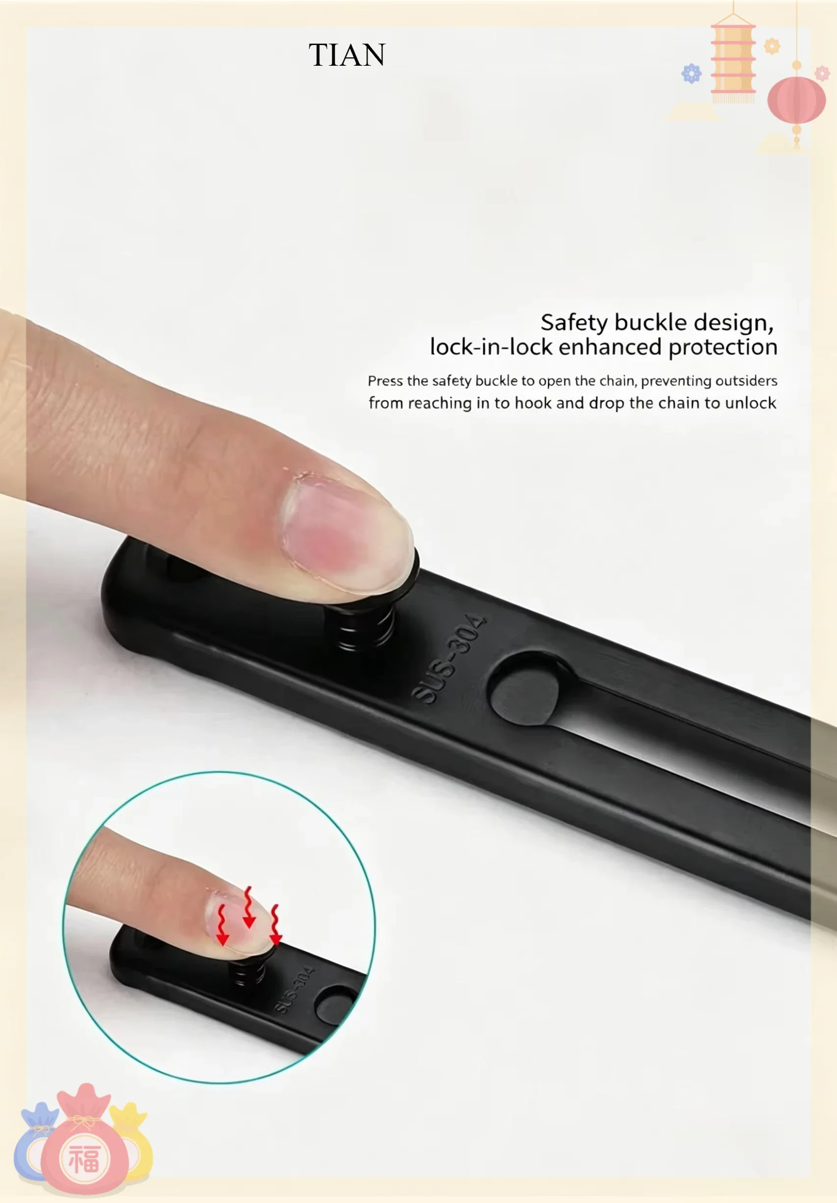 TIAN Kunci Pengaman Pintu Rant - Security Chain Door ulasan dan harga
